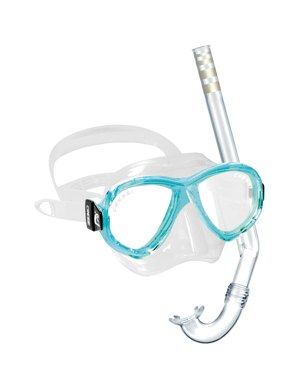kit de buceo cressi-sub perla junior con máscara bicristal y tubo económico mini gringo para niños
